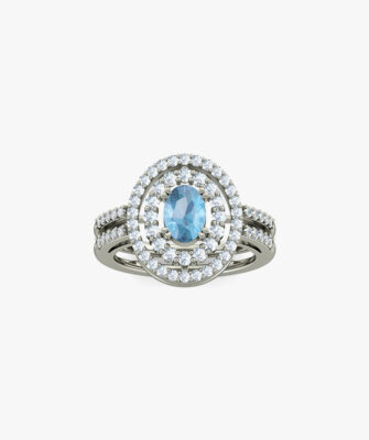 Blue Finger Ring Brass Cubic Zirconia Silver Plated Ring