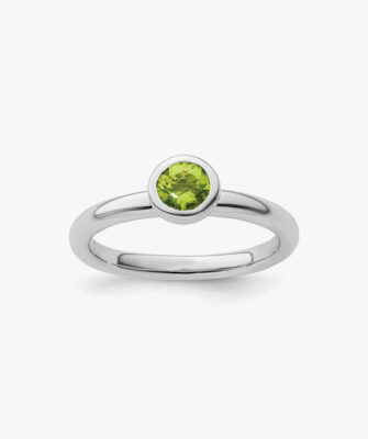 Icecarats 925 Sterling Silver Low Round Green Peridot